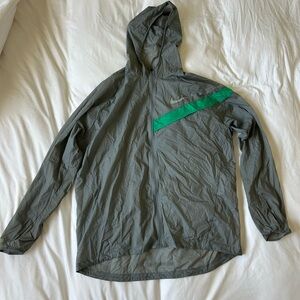 Nike Gray & Green Lightweight Hooded Windbreaker Jacket Men’s XL